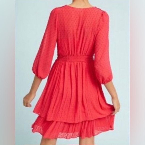Anthropologie Meadow Rue Minetta tiered dress - size US 0P red colour - Picture 2 of 10